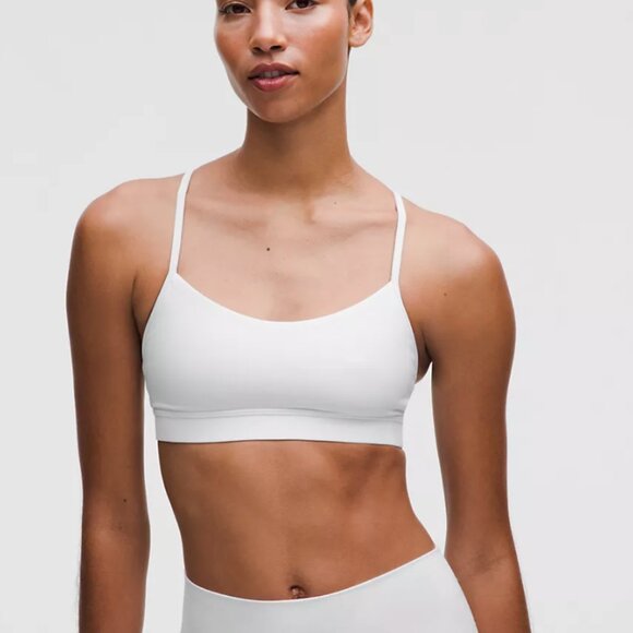 Lululemon White Flow Y Athletic Sports Bra Nulu Yoga Pilates Athleisure Gym 2 - Picture 1 of 6